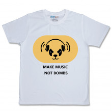 Men Round Neck White T-Shirt- Make Music Not Bombs